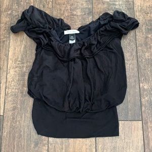 NWT! WHBM black ruffled sleeveless top